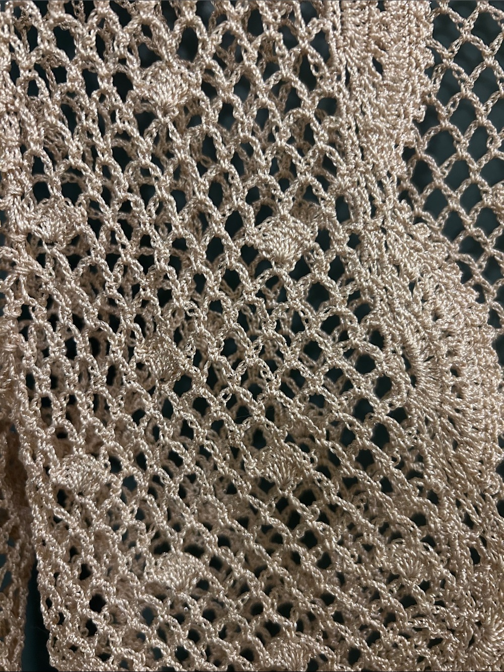 DEBUT gold crochet openwork shrug cardigan Size Small NEW NO TAG - Picture 4 of 16